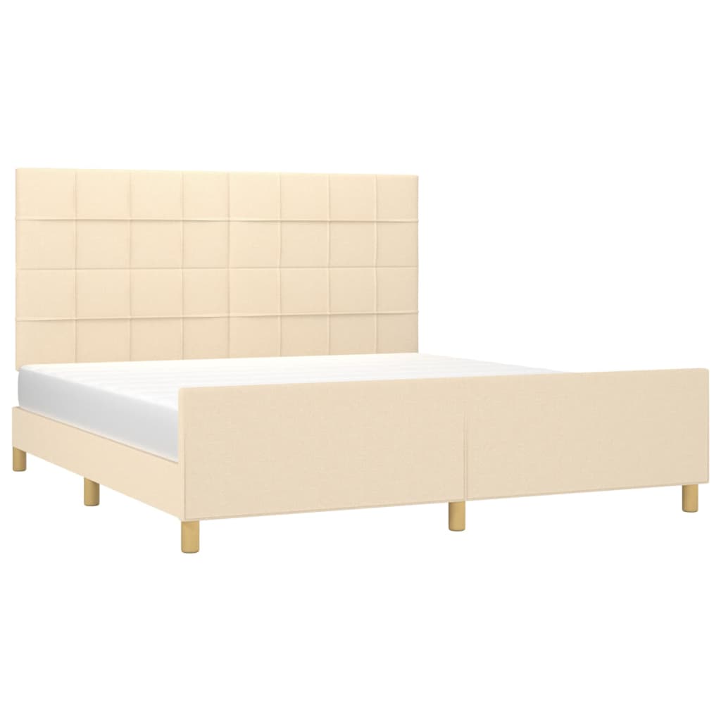 vidaXL Bedframe zonder matras stof crèmekleurig 160x200 cm afbeelding
