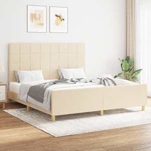 Rám postele bez matrace krémový 160 x 200 cm textil - obrázek 1