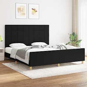 Rám postele bez matrace černý 180 x 200 cm textil - obrázek 1