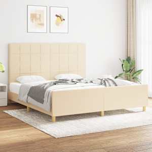 Rám postele bez matrace krémový 180 x 200 cm textil - obrázek 1