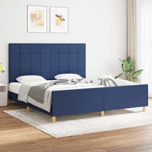 Posteljni okvir brez vzmetnice moder 180x200 cm blago