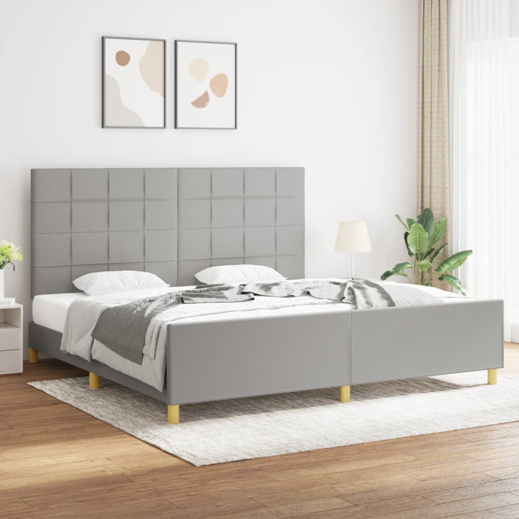 vidaXL Rám postele s čelem světle šedý 200x200 cm textil