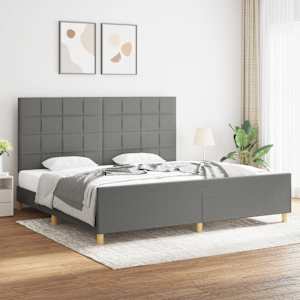 Rám postele bez matrace tmavě šedý 200 x 200 cm textil - obrázek 1