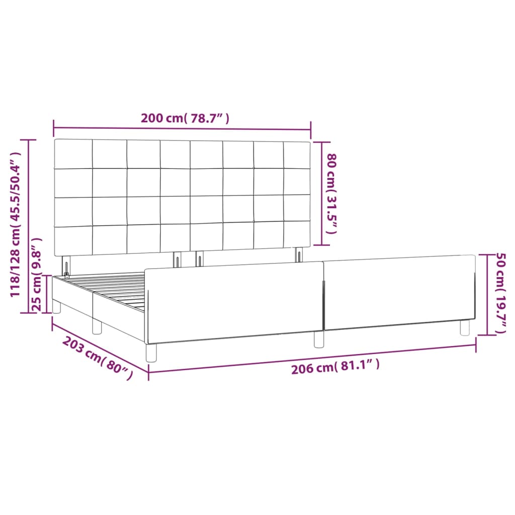 Rám postele bez matrace tmavě hnědý 200 x 200 cm textil - obrázek 14