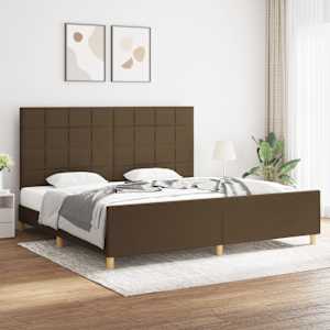 Rám postele bez matrace tmavě hnědý 200 x 200 cm textil - obrázek 1
