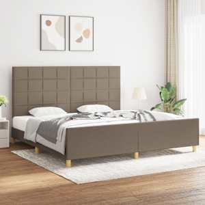 Rám postele bez matrace taupe 200 x 200 cm textil - obrázek 1