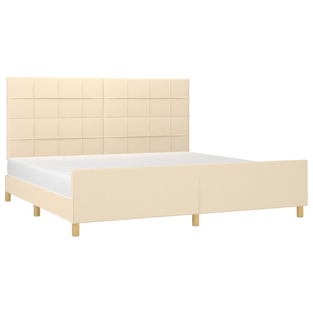 vidaXL Bedframe zonder matras stof crèmekleurig 200x200 cm afbeelding