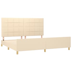 Rám postele bez matrace krémový 200 x 200 cm textil - obrázek 4