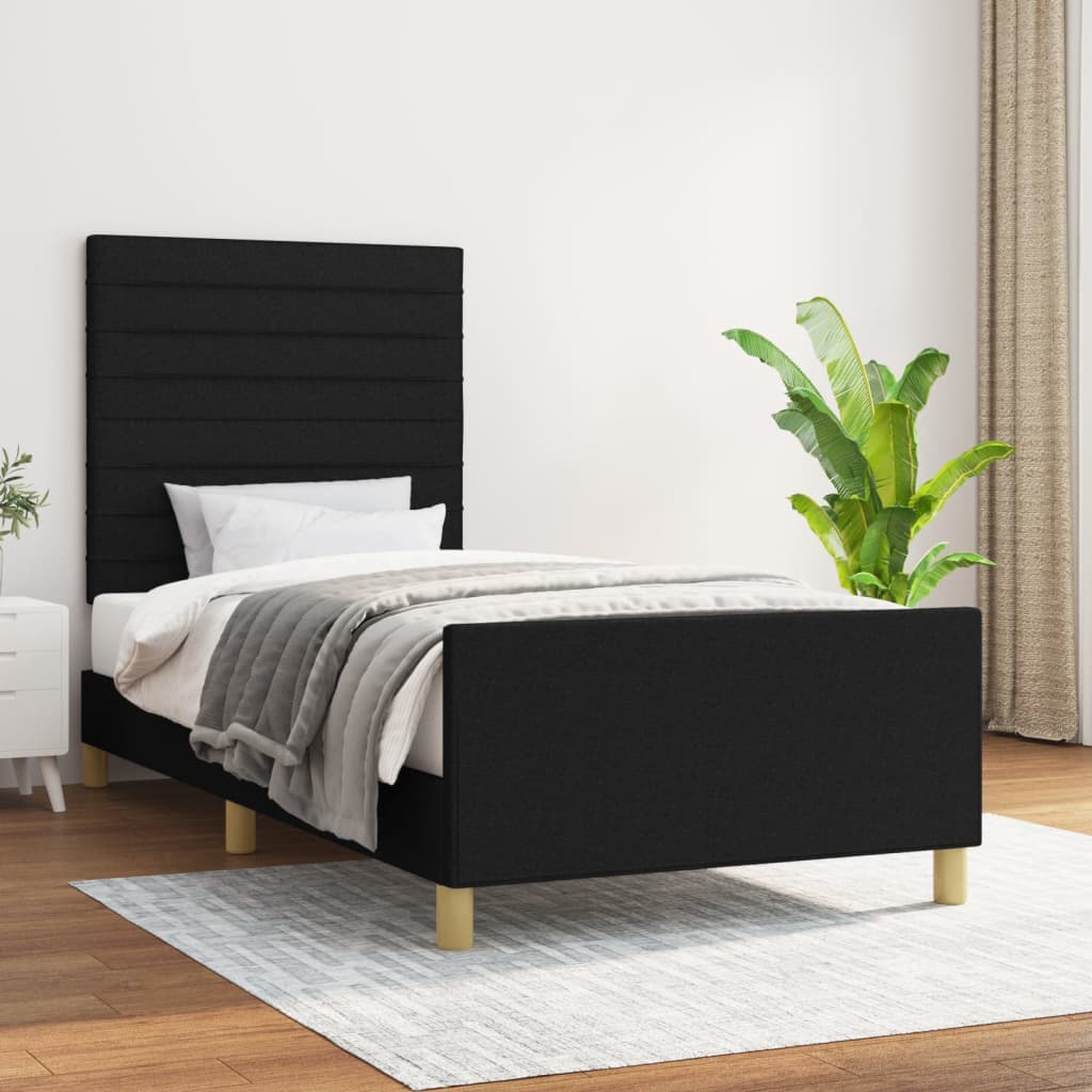 vidaXL Cadru de pat cu tăblie, negru, 80x200 cm, textil