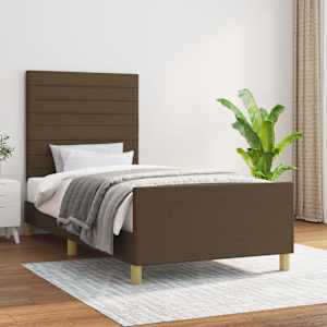 Rám postele bez matrace tmavě hnědá 80 x 200 cm textil - obrázek 1