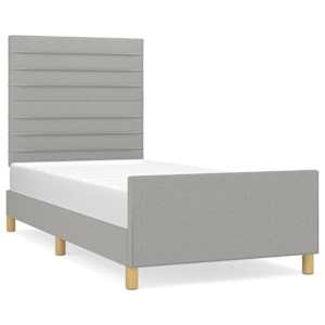 Rám postele bez matrace světle šedá 90 x 190 cm textil - obrázek 2