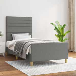 Posteljni okvir brez vzmetnice temno siv 90x190 cm blago