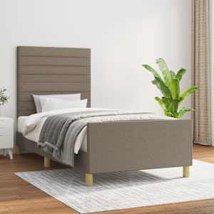 Rám postele bez matrací taupe 90x190 cm textil - obrázek 1