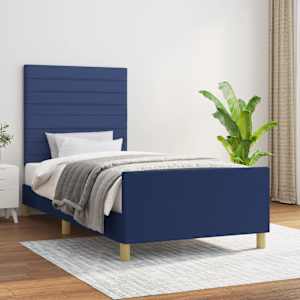 Posteljni okvir brez vzmetnice modra 90x190 cm tkanina