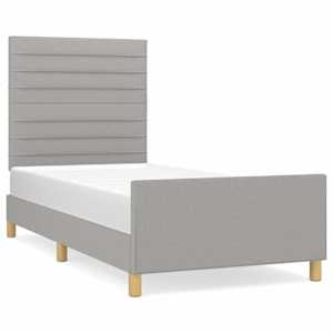 Rám postele bez matrace světle šedá 100 x 200 cm textil - obrázek 2