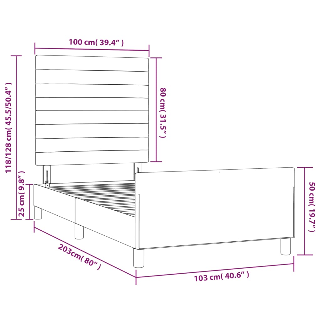 Rám postele bez matrace světle šedá 100 x 200 cm textil - obrázek 14