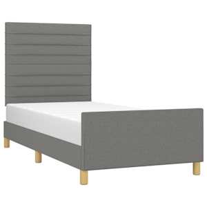 Rám postele bez matrace tmavě šedá 100 x 200 cm textil - obrázek 3