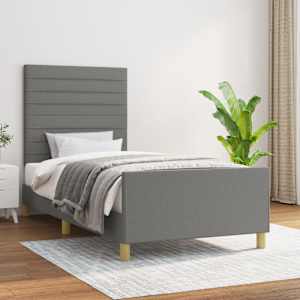 Rám postele bez matrace tmavě šedá 100 x 200 cm textil - obrázek 1