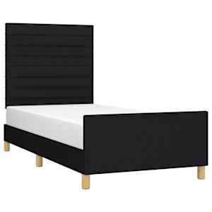 Rám postele bez matrace černý 100 x 200 cm textil - obrázek 3