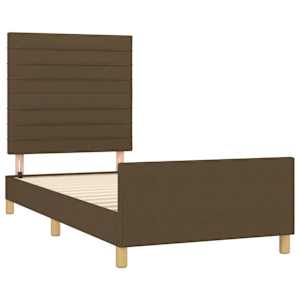 Rám postele bez matrace tmavě hnědá 100 x 200 cm textil - obrázek 4