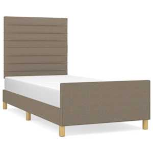 Rám postele bez matrace taupe 100 x 200 cm textil - obrázek 2