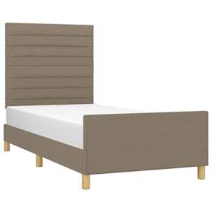 Rám postele bez matrace taupe 100 x 200 cm textil - obrázek 3