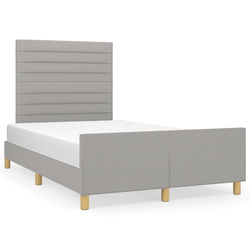 vidaXL Bedframe met hoofdeinde stof lichtgrijs 120x200 cm