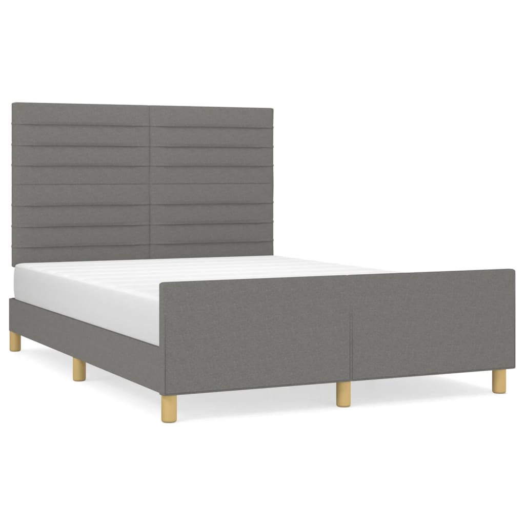 vidaXL Rám postele bez matrace tmavě šedý 140 x 190 cm textil