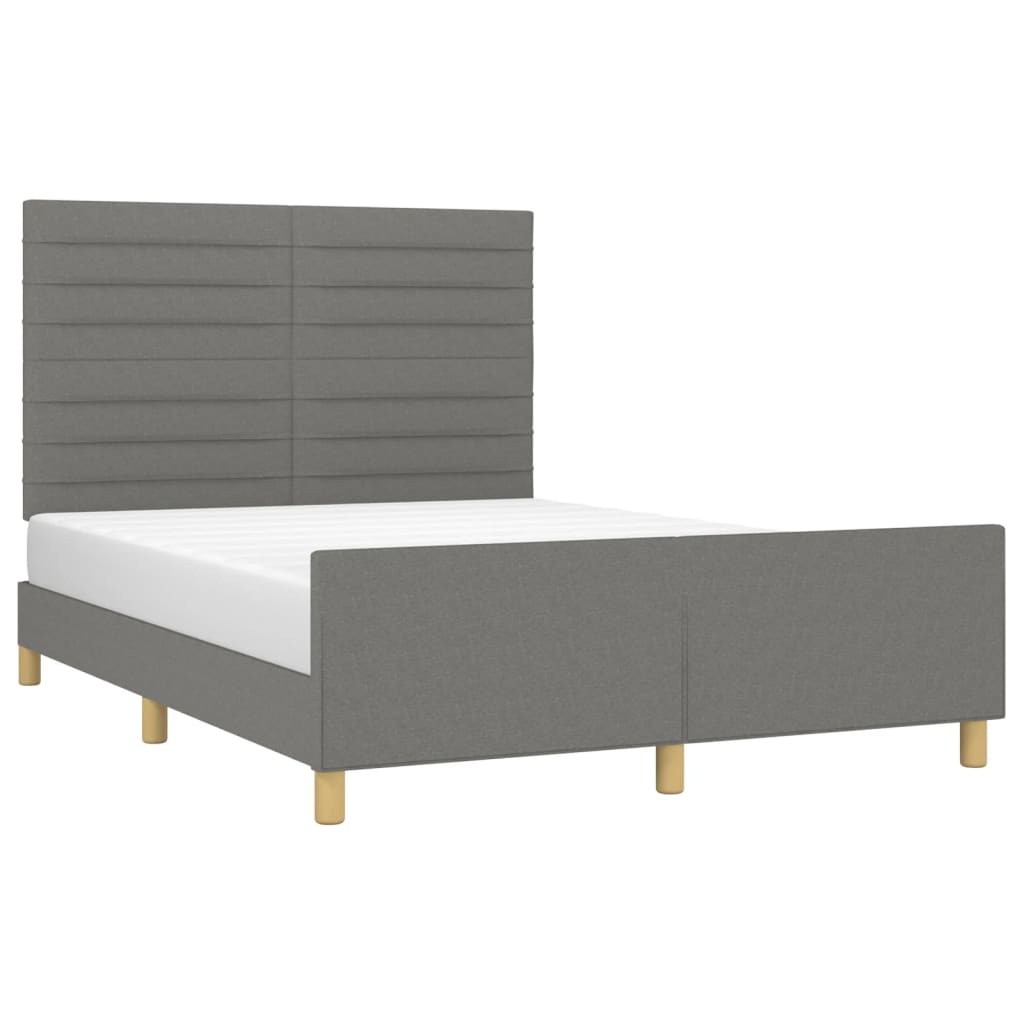 vidaXL Bedframe zonder matras stof donkergrijs 140x190 cm afbeelding