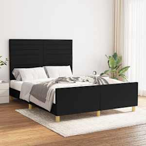 Rám postele bez matrace černý 140 x 190 cm textil - obrázek 1