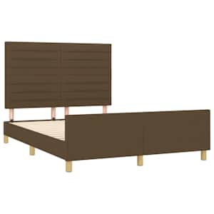 Rám postele bez matrace tmavě hnědý 140 x 190 cm textil - obrázek 4