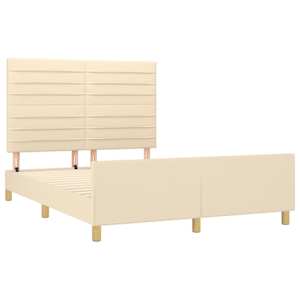 Rám postele bez matrace krémový 140 x 190 cm textil - obrázek 4