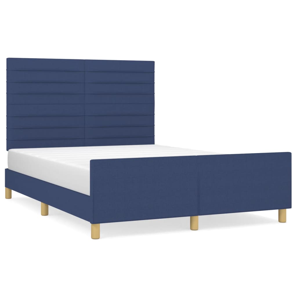 vidaXL Rám postele bez matrace modrý 140 x 190 cm textil