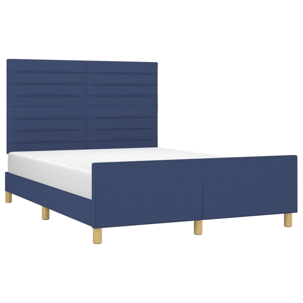 vidaXL Bedframe zonder matras stof blauw 140x190 cm afbeelding