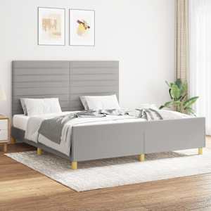 Rám postele bez matrace světle šedý 160 x 200 cm textil - obrázek 1