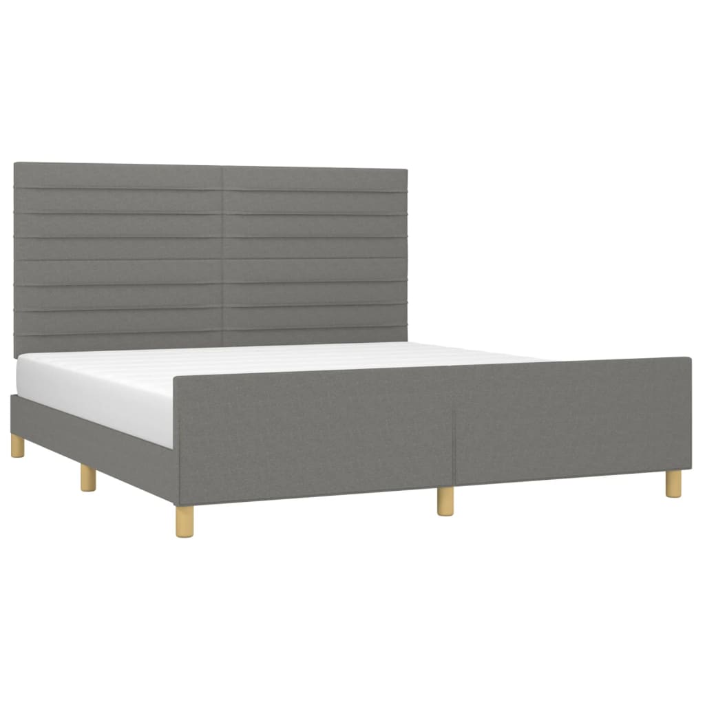 vidaXL Bedframe zonder matras stof donkergrijs 180x200 cm afbeelding