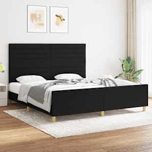 Rám postele bez matrace černý 180 x 200 cm textil - obrázek 1