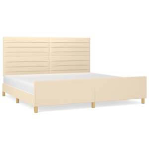Rám postele bez matrace krémový 200 x 200 cm textil - obrázek 2