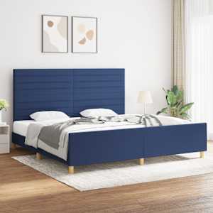 Posteljni okvir brez vzmetnice moder 200x200 cm blago