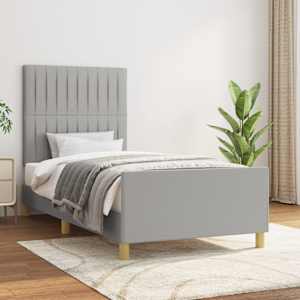 Rám postele bez matrace světle šedá 80 x 200 cm textil - obrázek 1