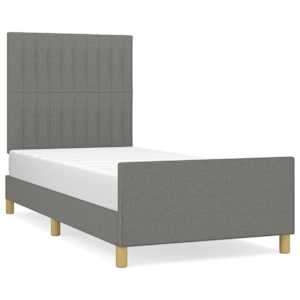 Rám postele bez matrace tmavě šedá 80 x 200 cm textil - obrázek 2