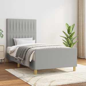 Posteljni okvir brez vzmetnice svetlo siv 90x190 cm blago