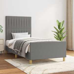 Rám postele bez matrace tmavě šedá 90 x 190 cm textil - obrázek 1