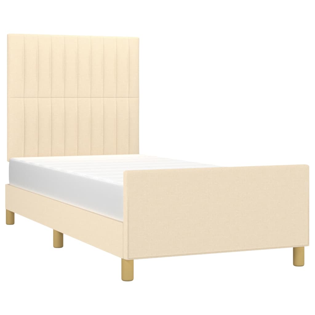 vidaXL Bedframe zonder matras 90x190 cm stof crèmekleurig afbeelding