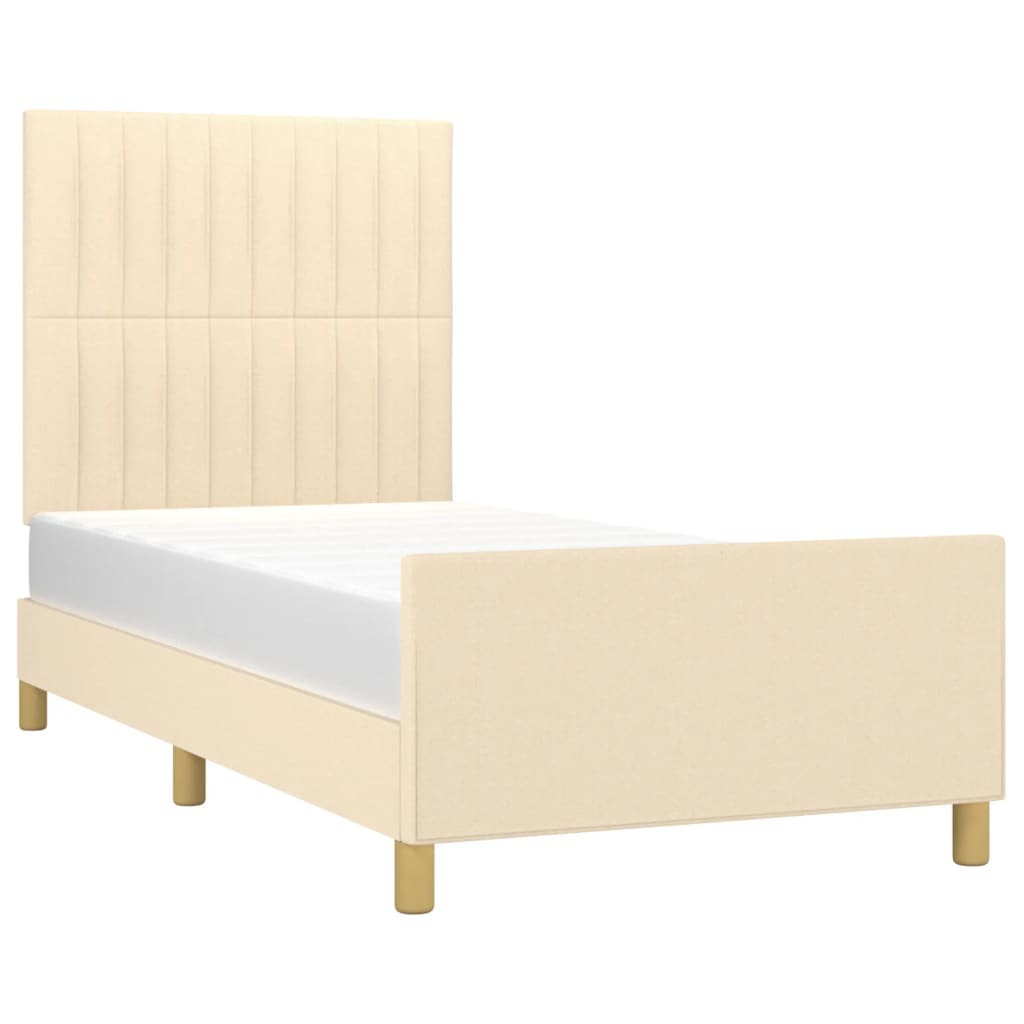 vidaXL Bedframe zonder matras 90x200 cm stof crèmekleurig afbeelding