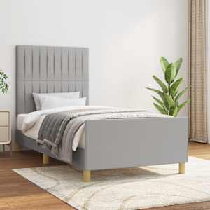 Rám postele bez matrace světle šedá 100 x 200 cm textil - obrázek 1