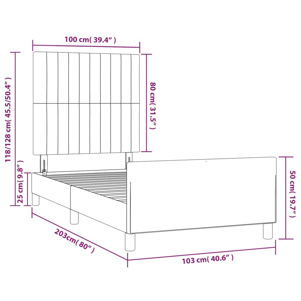 Rám postele bez matrace krémová 100 x 200 cm textil - obrázek 14