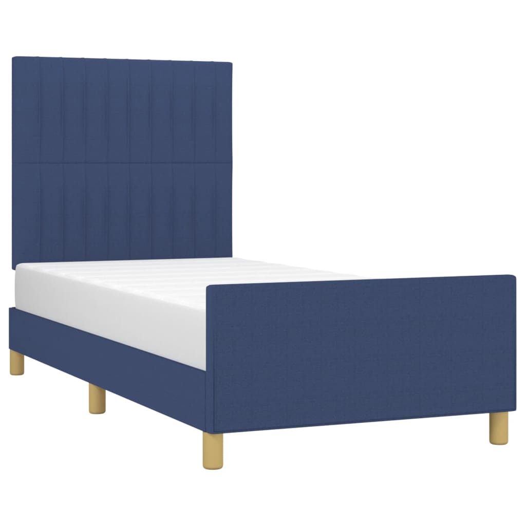 Thumbnail - vidaXL Bettgestell ohne Matratze Blau 100x200 cm Stoff