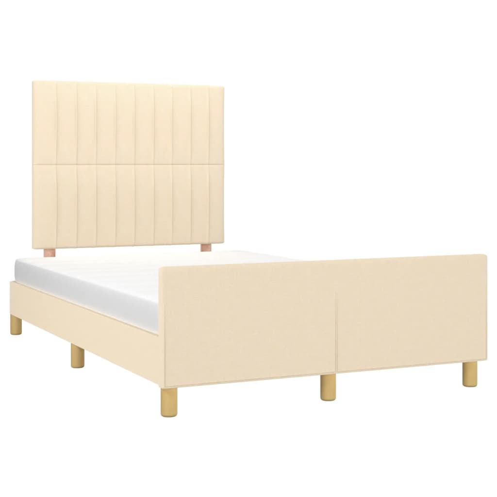 vidaXL Bedframe zonder matras 120x200 cm stof crèmekleurig afbeelding