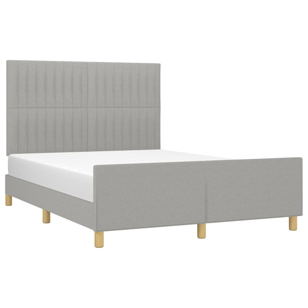 vidaXL Bedframe zonder matras stof lichtgrijs 140x190 cm afbeelding
